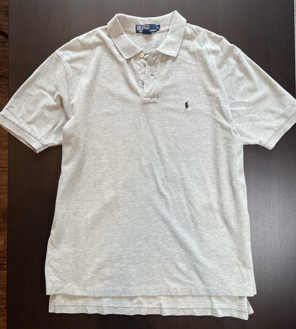Ralph Lauren Polo Shirt Gray Classic 100% Cotton Men’s XL Preppy Grey